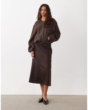 Jdy Faux Suede Midi Skirt - Brown