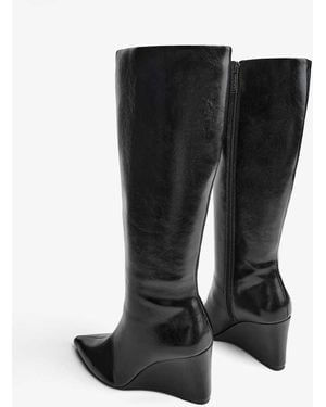 Bershka Stivali Neri Con Zeppa - Nero