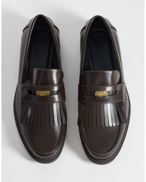 ASOS Penny Loafers With Fringe And Coin Detail - Black