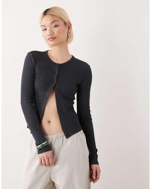 Noisy May Geribbeld Vest Met Split - Zwart