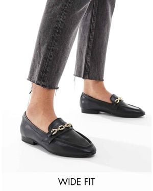 Asos Design Wide Fit Macaroon Chain Loafer - Black