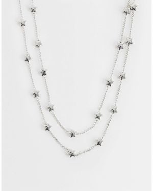 Reclaimed Vintage Two Row Star Chain Necklace - White