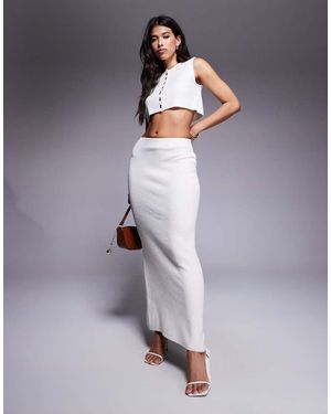 Aria Cove Ribbed Knit Back Split Maxi Skirt Co-ord - Purple