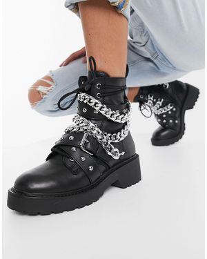 Steve Madden Temina Chunky Boot With Chains - Black