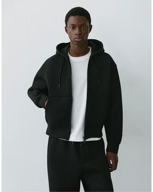 Pull&Bear Hooded Zip-up Jacket - Black