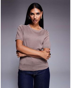 River Island Crew Neck Knitted Tee - Purple