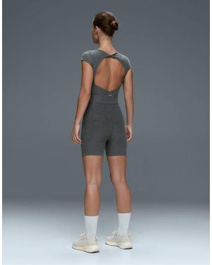 Oysho Comfortlux Marl Open-Back Short Jumpsuit - Grey