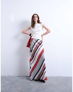 TOPSHOP Flood Length Maxi Bias Skirt - White