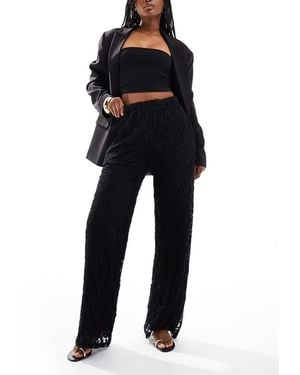 Threadbare Thredbare Wide Leg Lace Trousers - Black