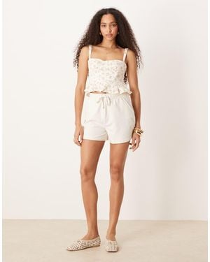 Pimkie Drawstring Waist Sweat Shorts - Natural