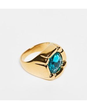 Kaiia Exclusive Stainless Steel Blue Stone Pillow Ring