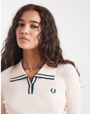 Fred Perry Ribbed Knitted Polo Shirt - Multicolor