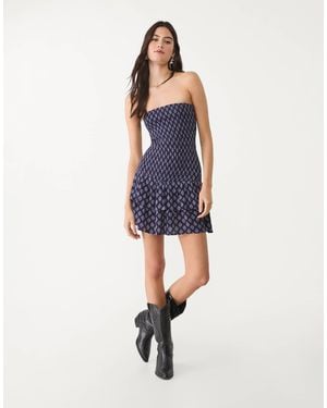 Stradivarius Ruched Mini Dress - Blue