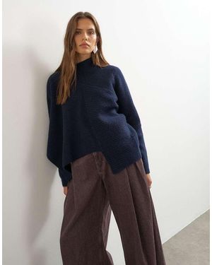 TOPSHOP Maglione Lavorato A Maglia Con Pannello Asimmetrico - Blu