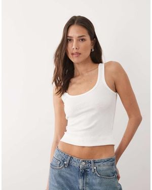 Brave Soul Ribbed Scoop Neck Tank Top - White