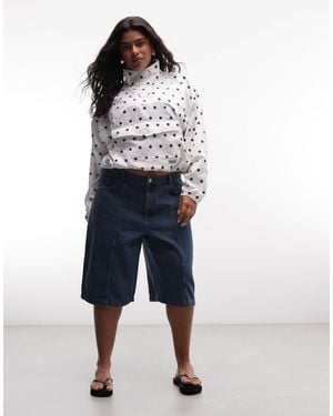 Noisy May baggy Denim Shorts With Seam Detail - Blue