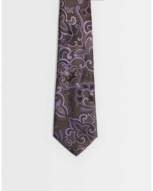 ASOS Tie With Paisley Print - White