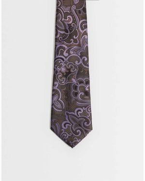 ASOS Corbata Con Estampado Cachemir En Morado - Blanco