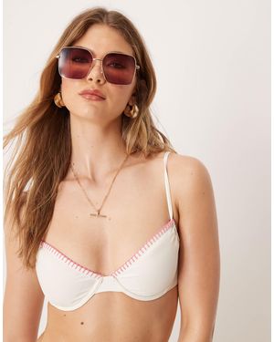 Stradivarius – balconette-bikinioberteil - Natur