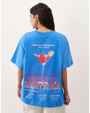 ASOS Oversized T-shirt With Retro Cocktail Graphic - Blue