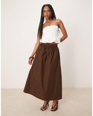 Threadbare Cotton Maxi Skirt With Pockets - Brown