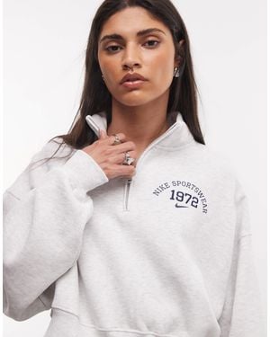 Nike Studio fleece oversize varsity quarter-zip - Weiß