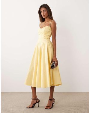 TFNC London Cotton Corset Detail Cami Midi Dress - Natural