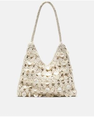 Pull&Bear Beaded Shoulder Bag - White