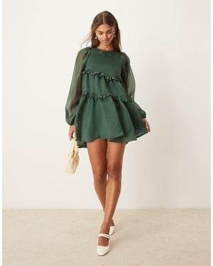 Ghospell Ayesha Organza Mini Dress - Green