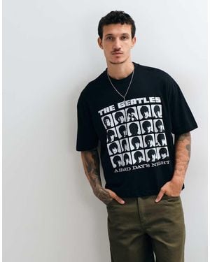 ASOS Boxy Oversized License T-Shirt With The Beatles Prints - Black