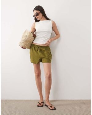 River Island Linen Blend Shorts - White