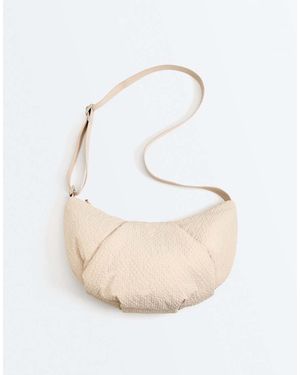 Oysho Textured Quilted Crossbody Bag - Natural