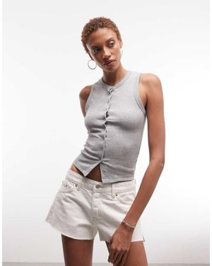 Weekday Denim Hotpant Short Met Lage Taille - Wit