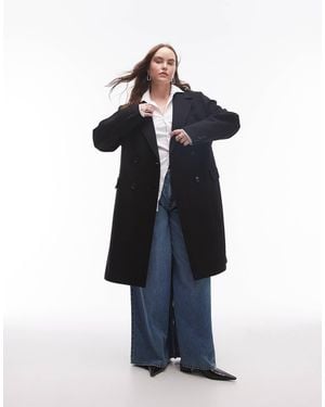 Mango Curve Double Breasted Wool Coat - Blue