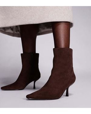 Public Desire Beverly Pointed Toe Heeled Ankle Boots - Brown