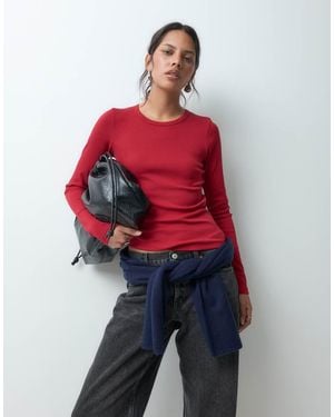 JJXX Long Sleeve Rib Tee - Red