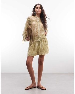 AllSaints Isla Co-ord Drawstring Floral Print Shorts - Natural