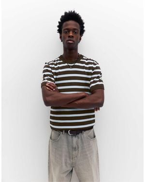 Pull&Bear Pull rayé à manches courtes - Gris