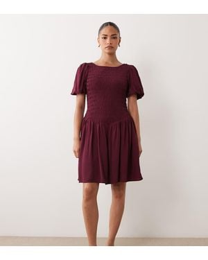 Nobody's Child Petite Shirred Bodice Puff Sleeve Mini Dress