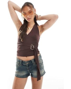 Cotton On Belt Detail Halter Top - Brown