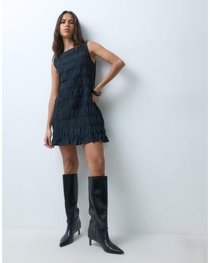 Abercrombie & Fitch Hochgeschlossenes, gerafftes minikleid - Blau