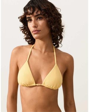 Oysho Rib Triangle Bikini Top - Natural