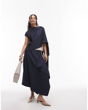 ASOS – drapierter, eckig ausgeschnittener maxirock mit nadelstreifen-mix - Blau