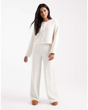 Miss Selfridge Brushed Rib Knit Wide Leg Trousers - White
