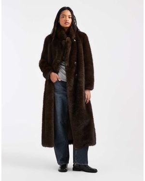 Urbancode Oversized Fit Faux Fur Maxi Coat - Black