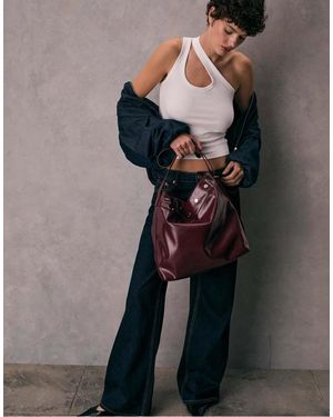 Stradivarius Studded Bucket Bag - Grey