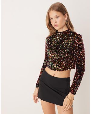 Collective The Label High Neck Crop Top - Black
