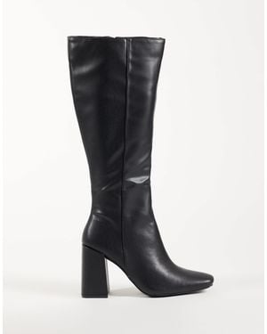 Public Desire Apology Block Heel Knee Boots - Black