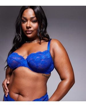 ASOS Asos Design Curve Lola Lace Underwired Bra - Blue