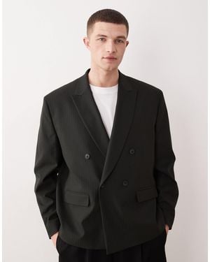 ASOS Double Breasted Boxy Suit Jacket - Black